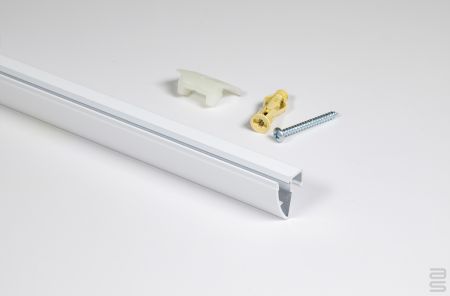 Up Rail Track - Cool White (RAL 9016), 72-in (180 cm) with installation hdw.