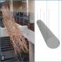 A modern sculpture is suspended from the high ceiling by six Fixed Piers and Stainless Steel Cables.