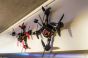 Hanging art on walls with high ceilings