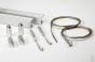 The elements of this kit: two ceiling tracks, two P-End Tensioners, two Null-End cables, 2 P-End cables, 4 Top Clamps.