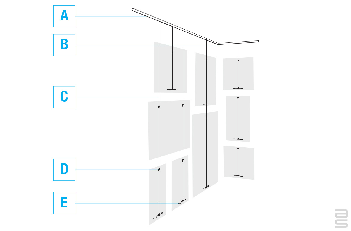 String Track In House Residential hanging system track close to molding | AS Hanging