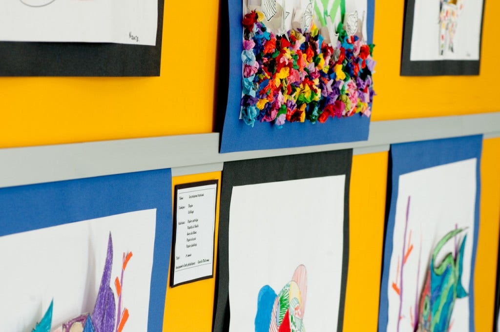 Casso Display Rail Hangs Children's Art in Schools Beautifully