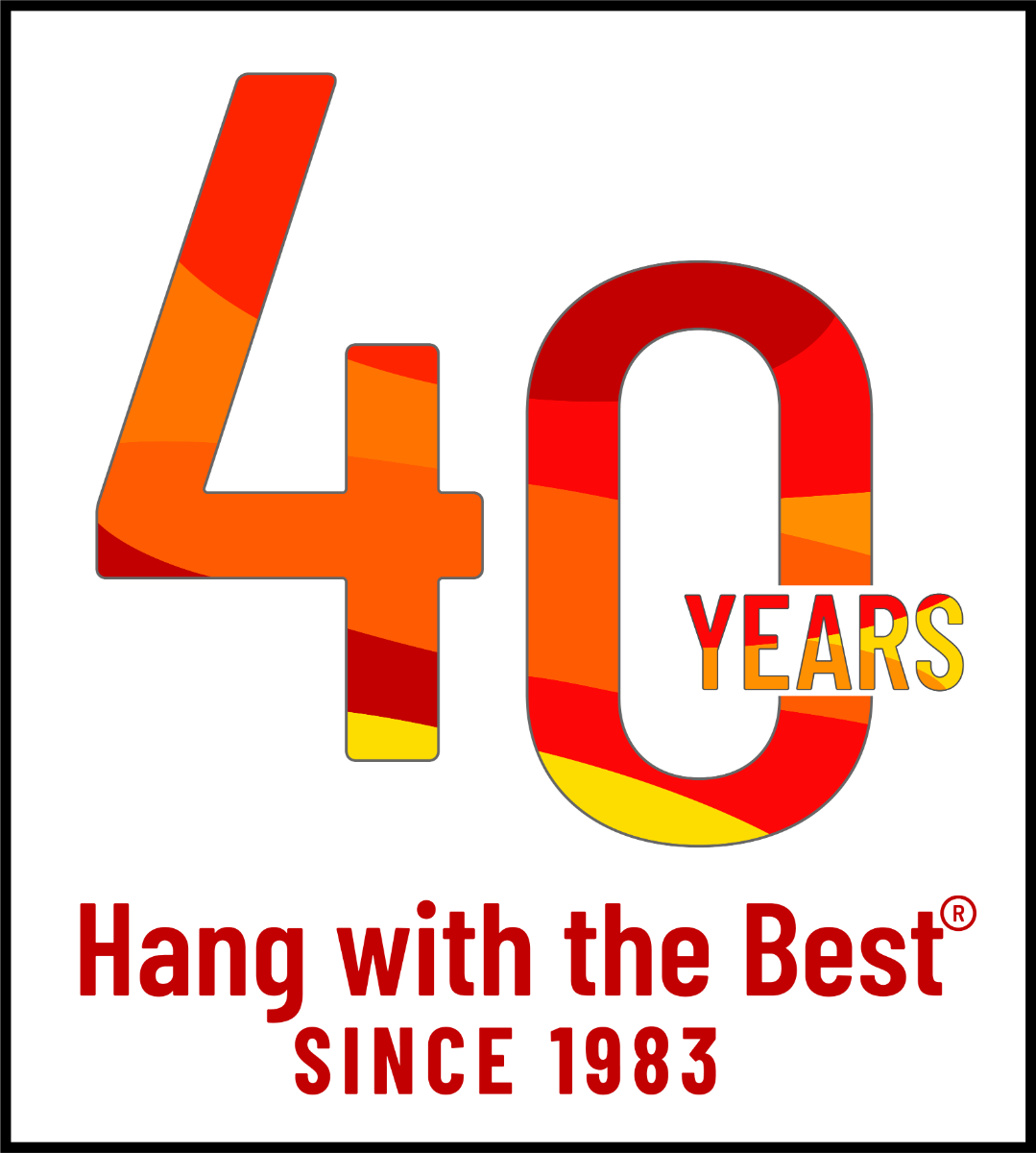 Logo 40 years in picture hanging systems business. Hang with the best since 1983.