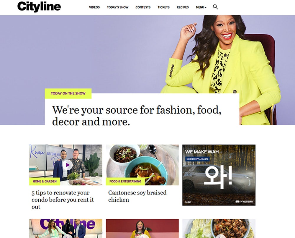 Website main page of the popular women’s lifestyle TV show Cityline in which AS Hanging Systems products were talked about.