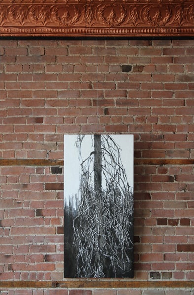 Hanging art on a brick wall with AS Hanging Display Systems Cable System.