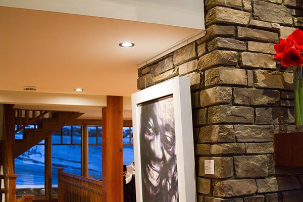 Cable System by AS Hanging Systems on stacked stone wall. 
