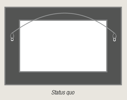 Framed art with conventional hang wire by AS Hanging Display Systems.