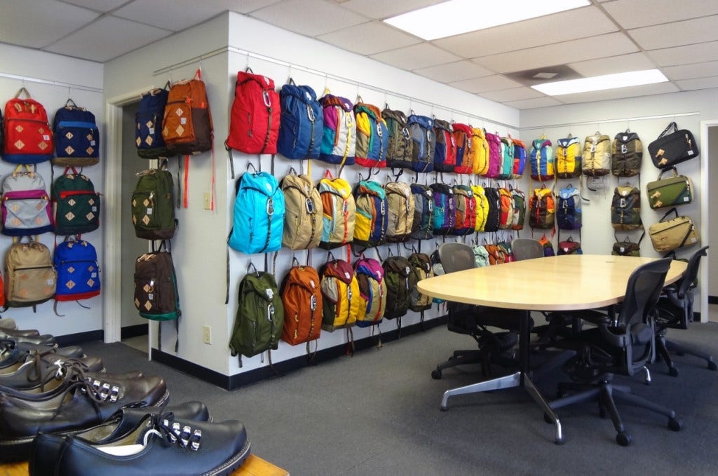 Retail Backpack Display Using Wall Track by AS Hanging Systems