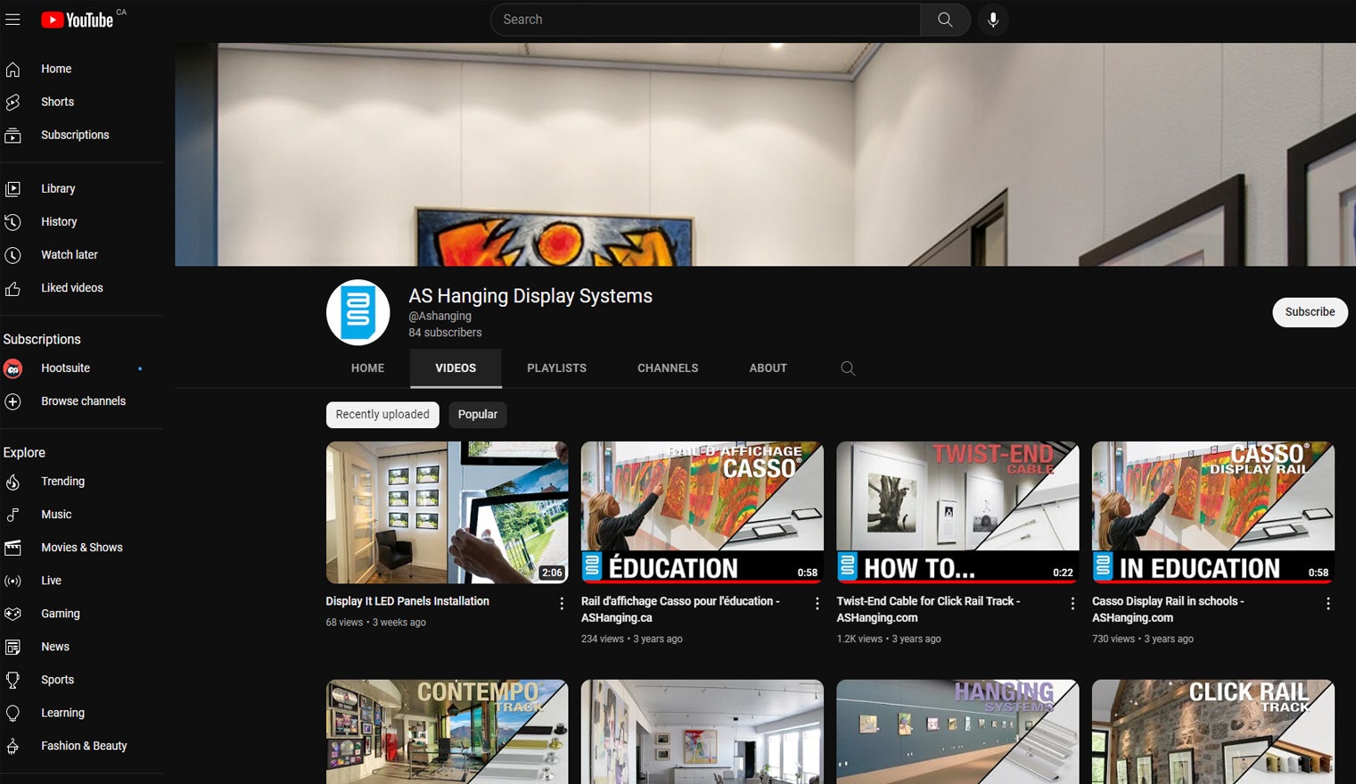 ASHanging YouTube Videos