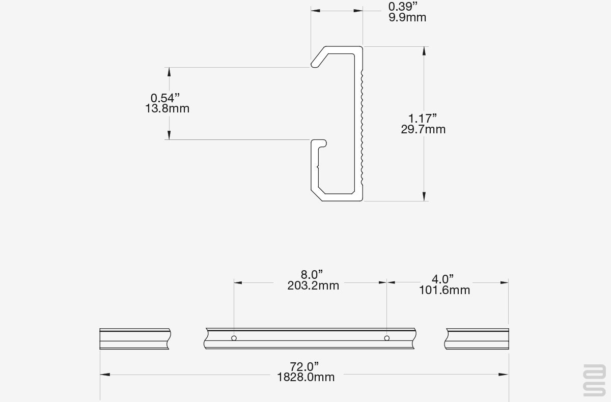 A1004 Classic Wall Track Specs AS Hanging Display Systems